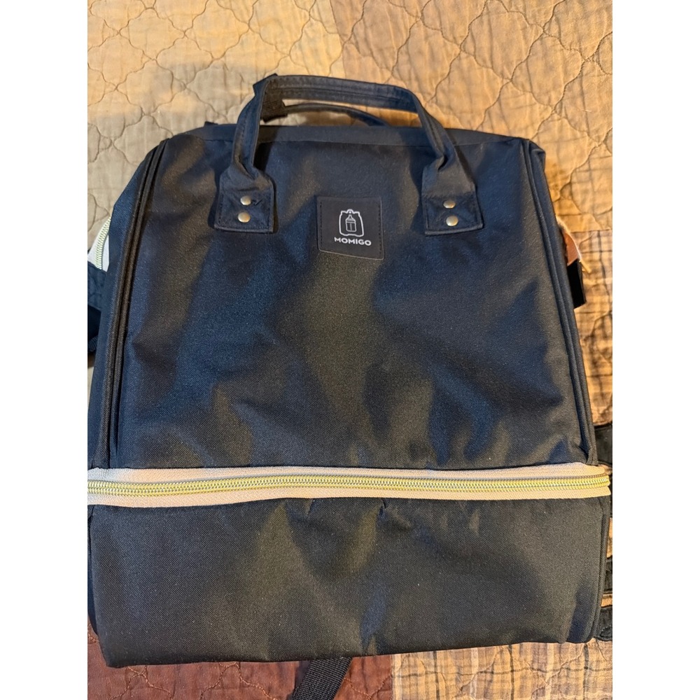 Momigo Diaper Bag Backpack Black Multi Compartment Travel Baby Bag